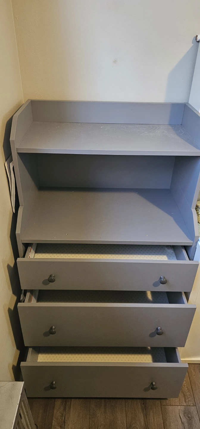 IKEA HAUGA Chest of 3 drawers with shelf, gray, - photo 2