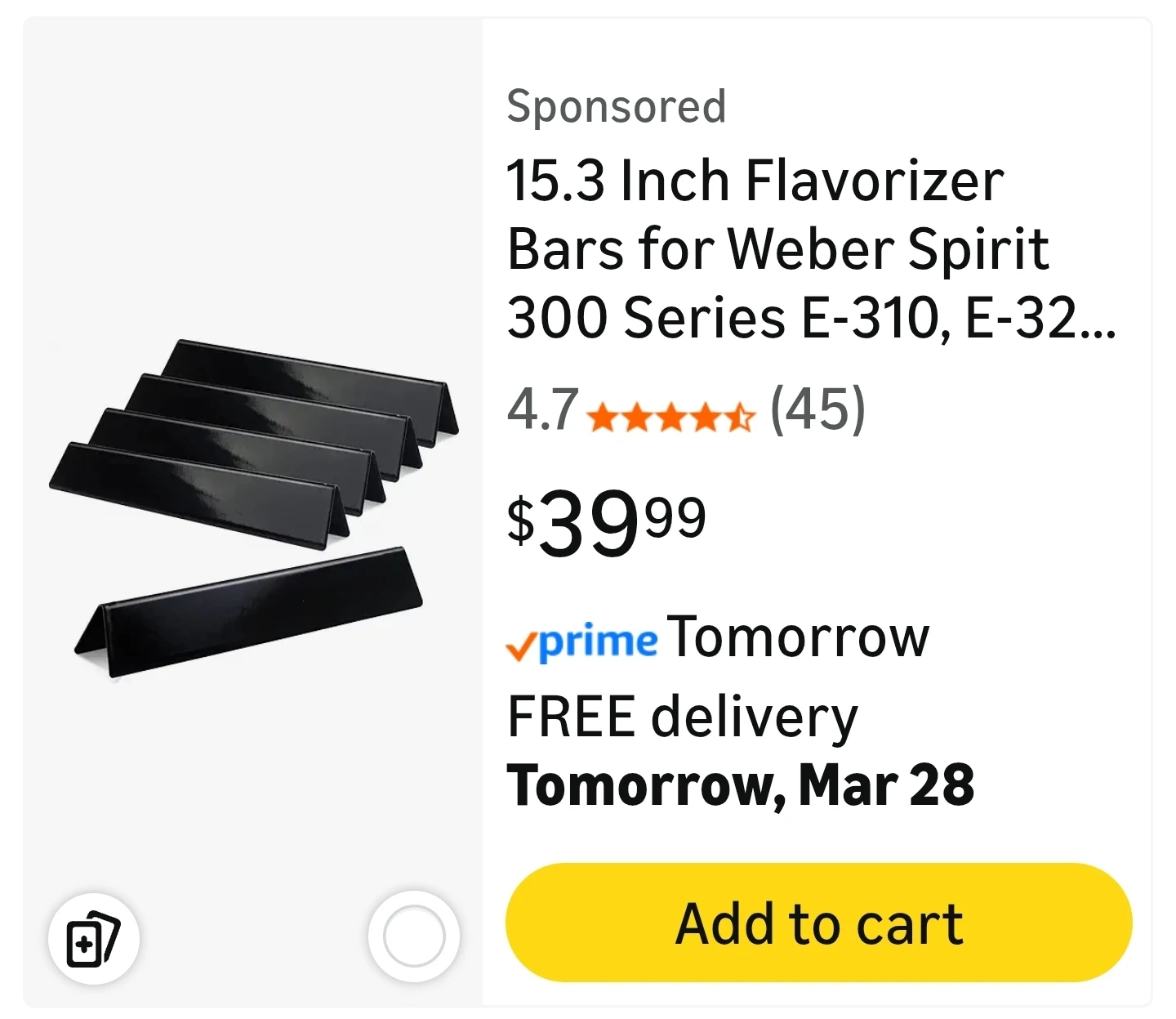 Weber Flavorizer Bars for Spirit 300 Series Grills - photo 4