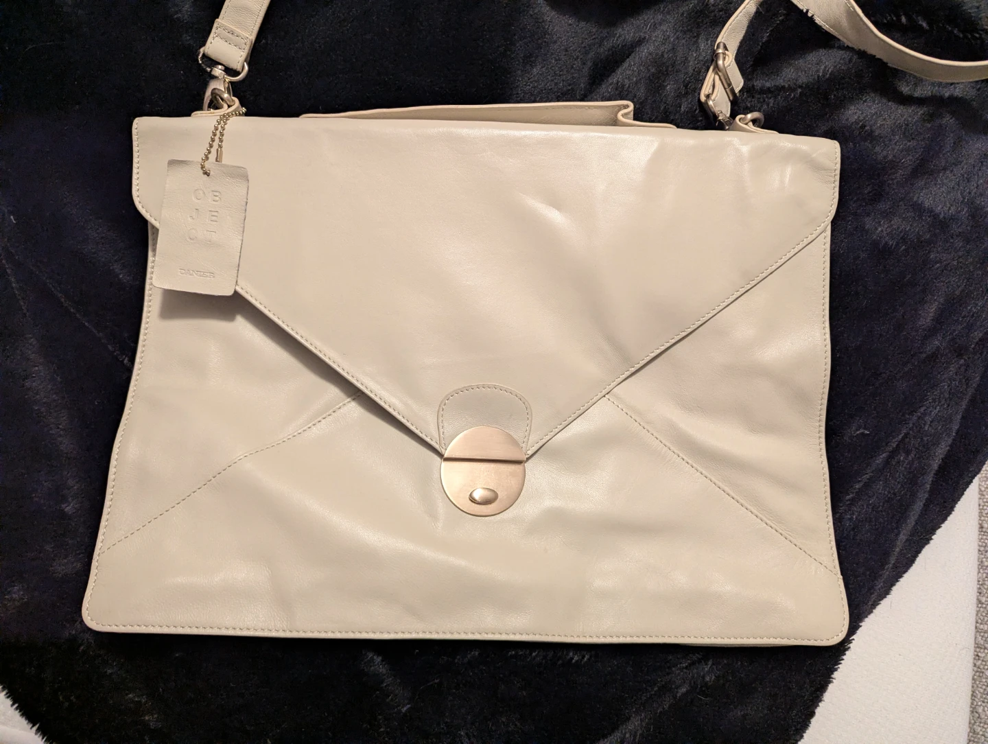 OBJECT by Danier Cream Leather Envelope Shoulder Bag