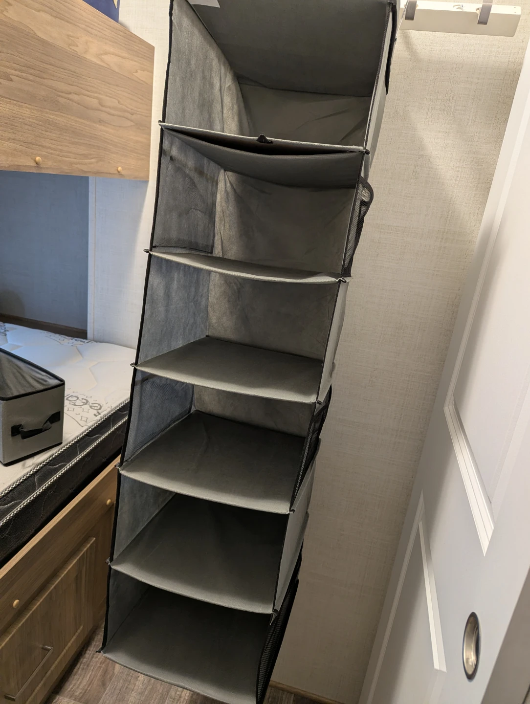 Grey Hanging Closet Organizer with Drawers - photo 3