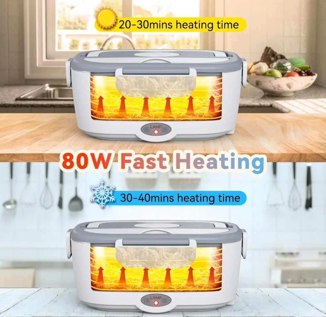 80W Electric Lunch Box with Dual Containers and Insulated Bag - photo 4