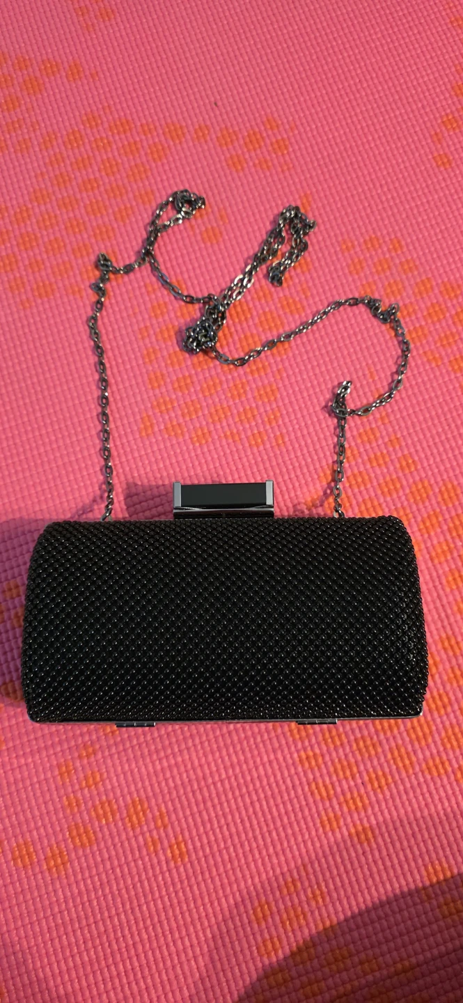 Black Beaded Clutch with Chain