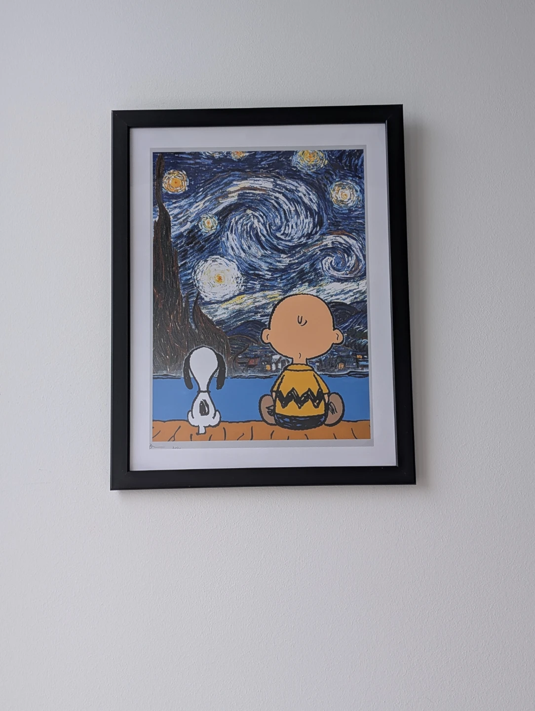 Framed Snoopy & Charlie Brown Starry Night Print