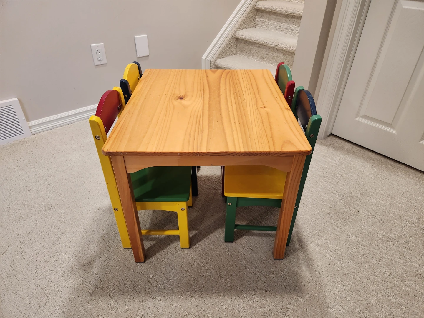 Kids Wooden Table and 4 Chairs Set - photo 2