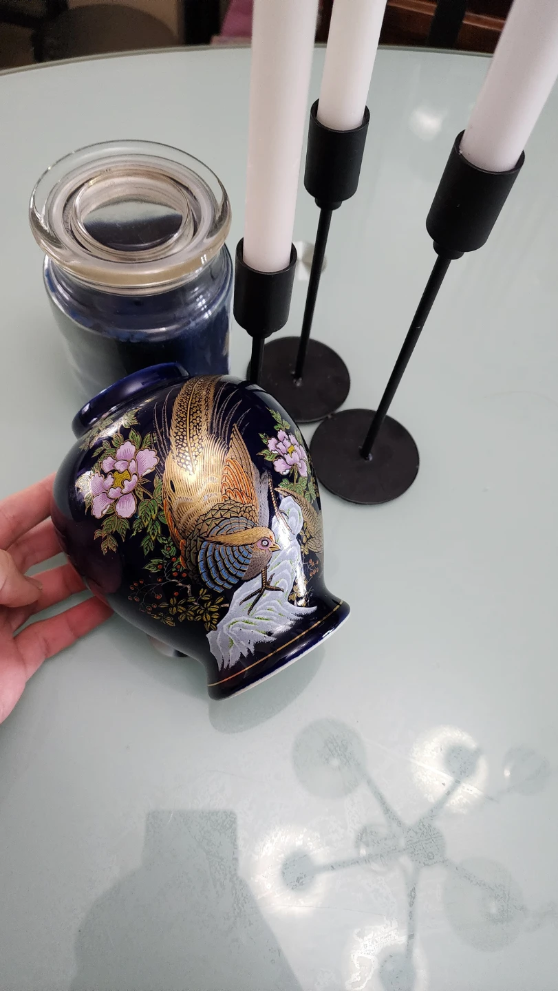 Vintage Decorative Vase with Bird and Flowers - Made in Japan - photo 3