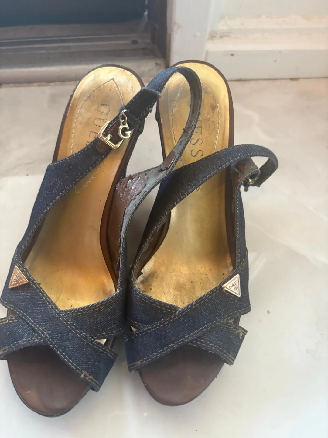 Guess Denim Wedge Sandals