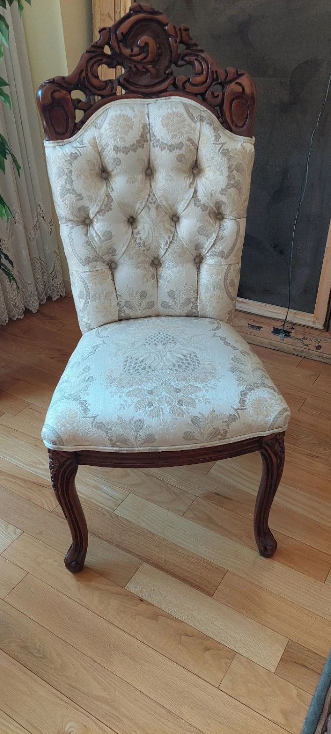 Vintage Ornate Wood and Upholstered Sofa Set - photo 3