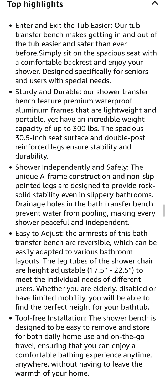 Careboda Transfer Bath Bench Chair- NEW - photo 5