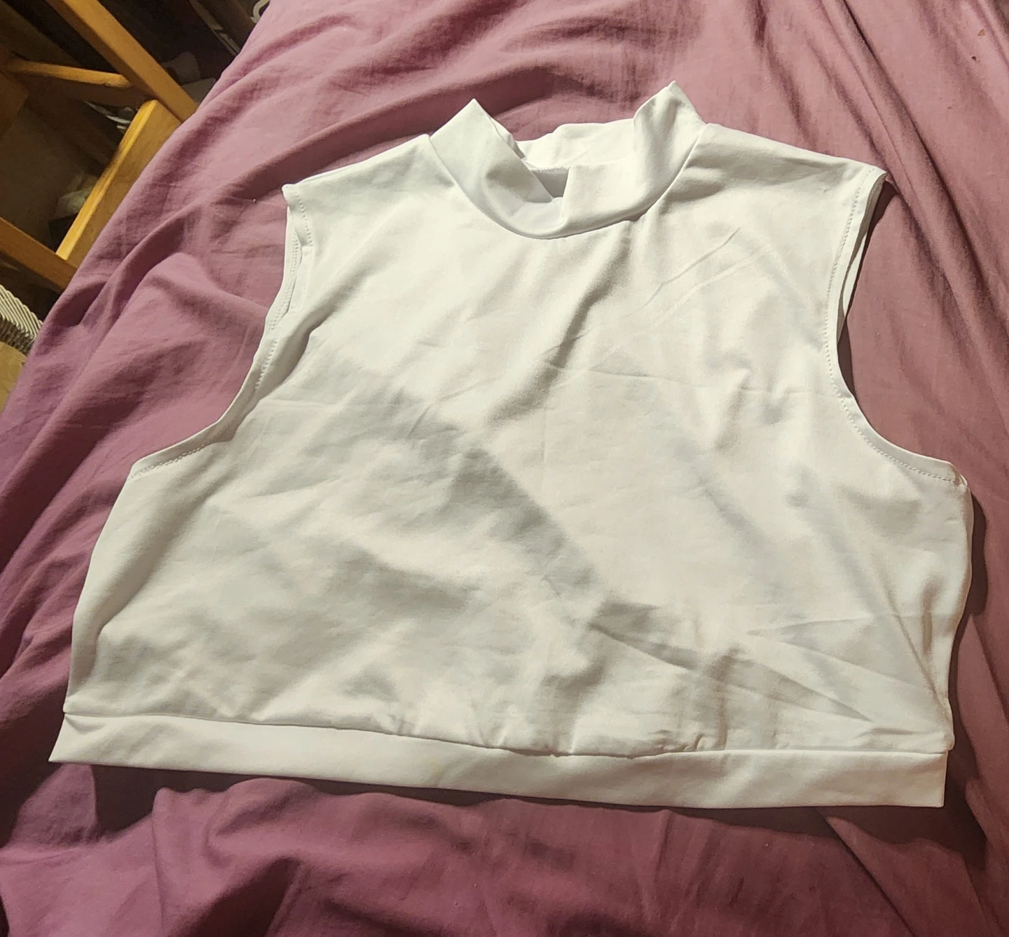 White Sleeveless Mock Neck Crop Top