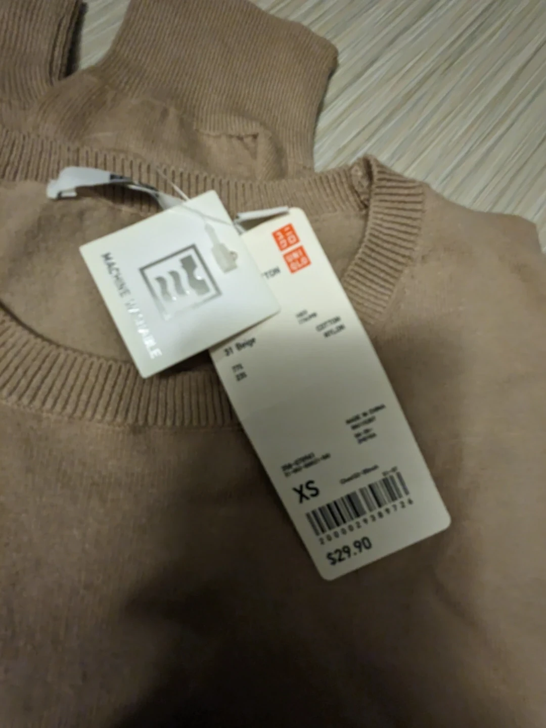 🥕Uniqlo Women's Cotton Blend Crewneck Sweater - Beige, XS - photo 2