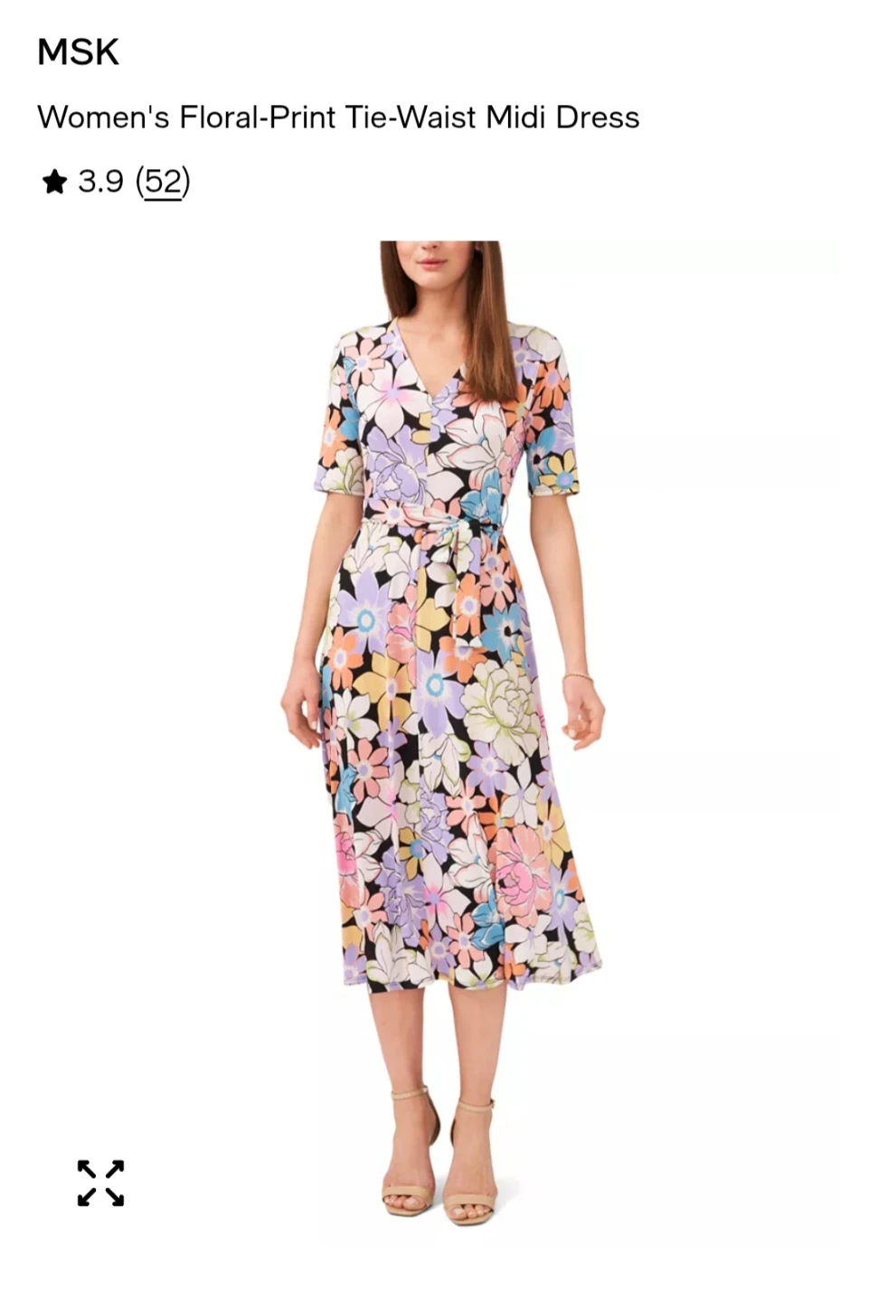 MSK Women's Floral-Print Tie-Waist Midi Dress