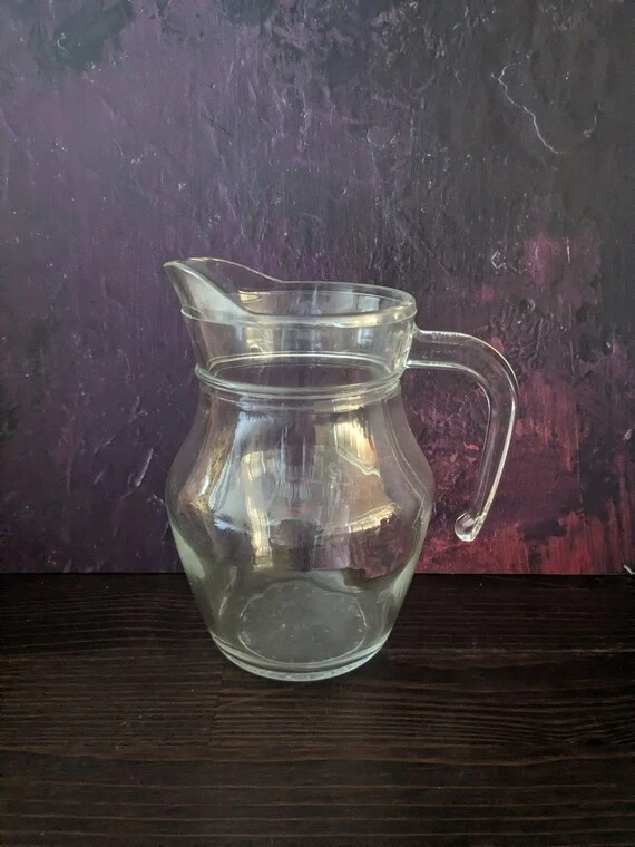 Vintage Clear Glass Pitcher Arcoroc 6"