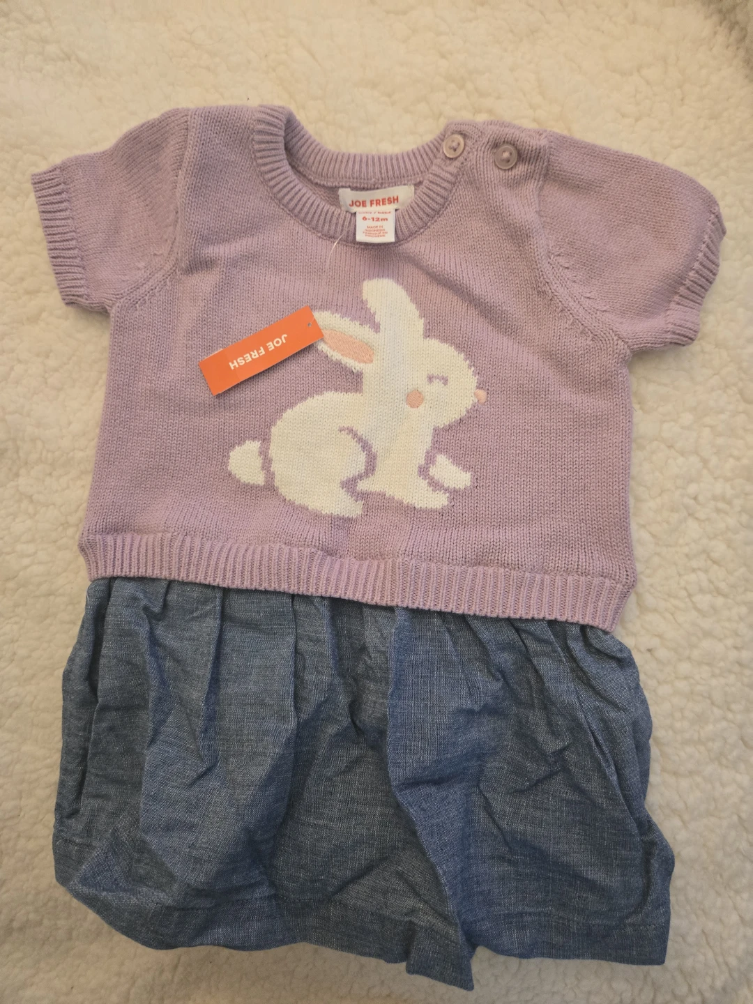 Joe Fresh Baby Bunny Sweater Dress 6-12 Months