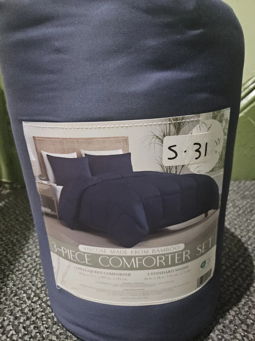 Harmony Home 3-Piece Full/Queen Comforter Set - Navy