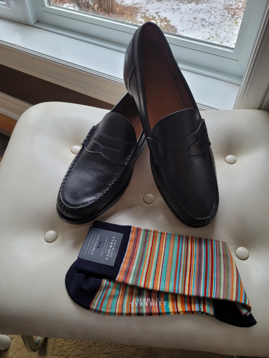 Allen Edmonds Penny Loafers w Charles Tyrwhitt Socks