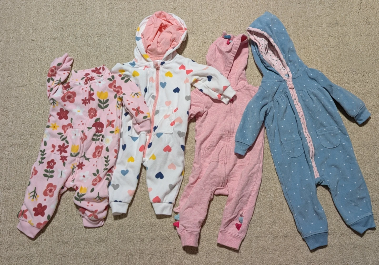 4 Carter's Baby Girls jumpsuits 6 mons