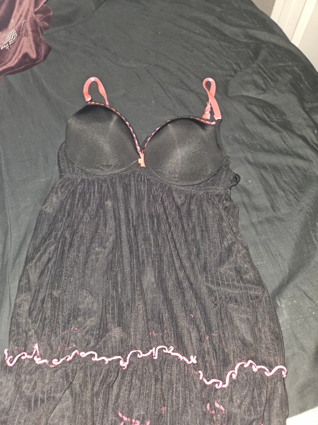 Black Babydoll with Pink Trim - M/M/M
