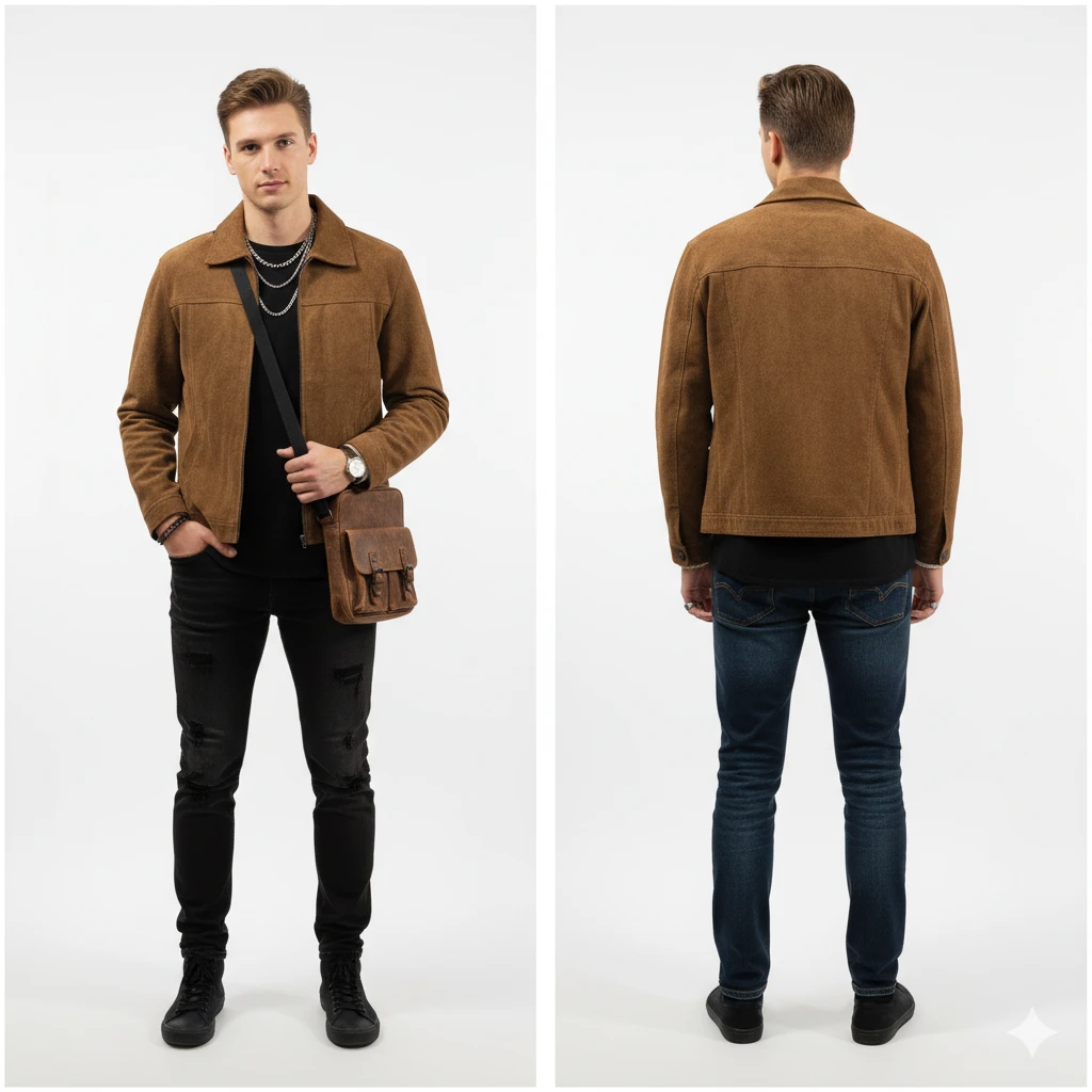 Vintage Emporio Collezione Faux Suede Zip-Up Jacket Size M - photo 3