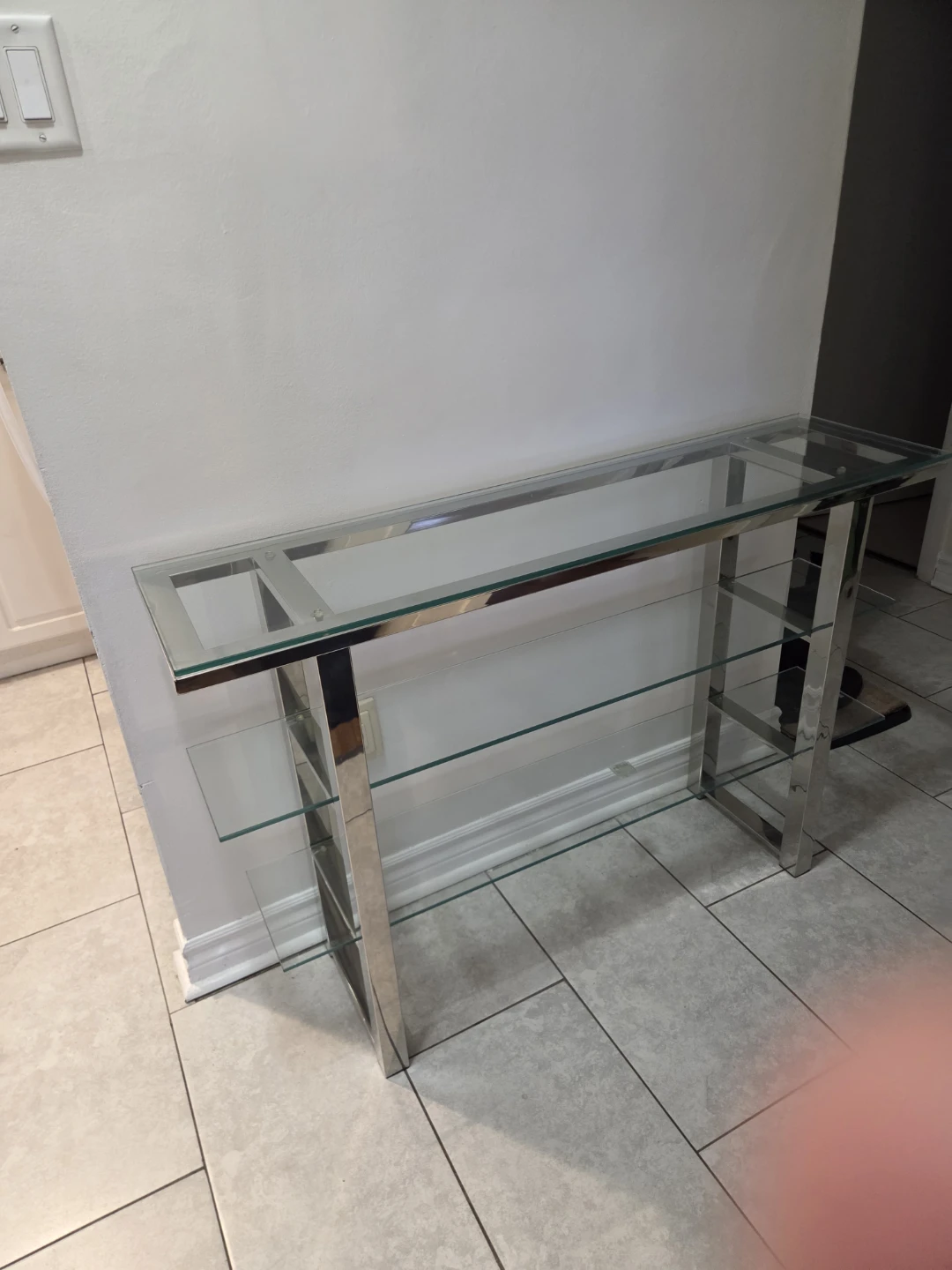 Glass and Chrome Console Table