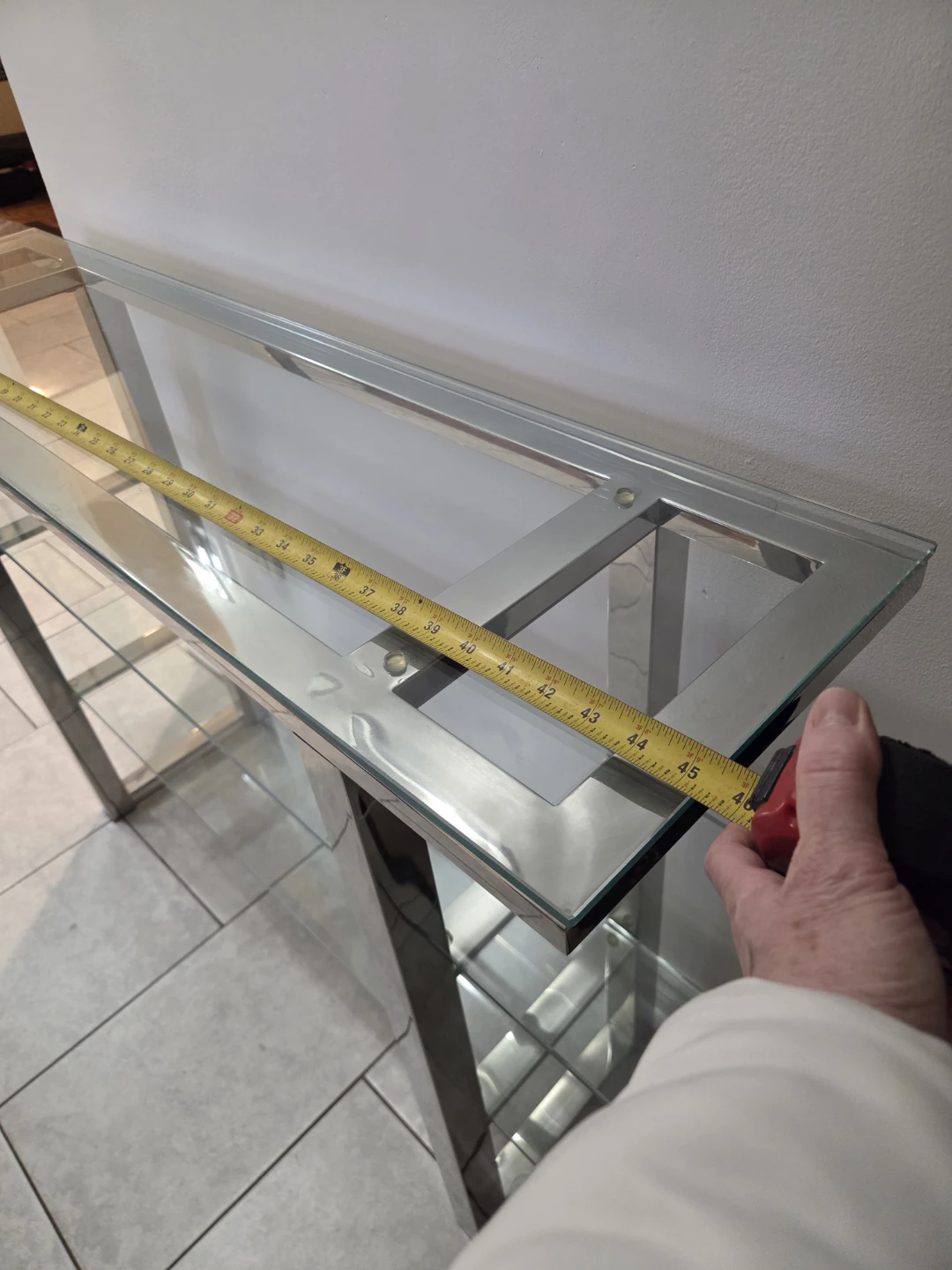 Glass and Chrome Console Table - photo 3