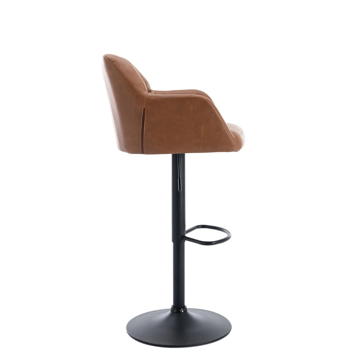 Set of 2 Brown Tufted Adjustable Bar Stools - photo 5