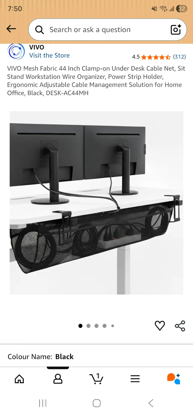 VIVO Mesh Fabric 44 Inch Under Desk Cable Management Organizer - photo 2