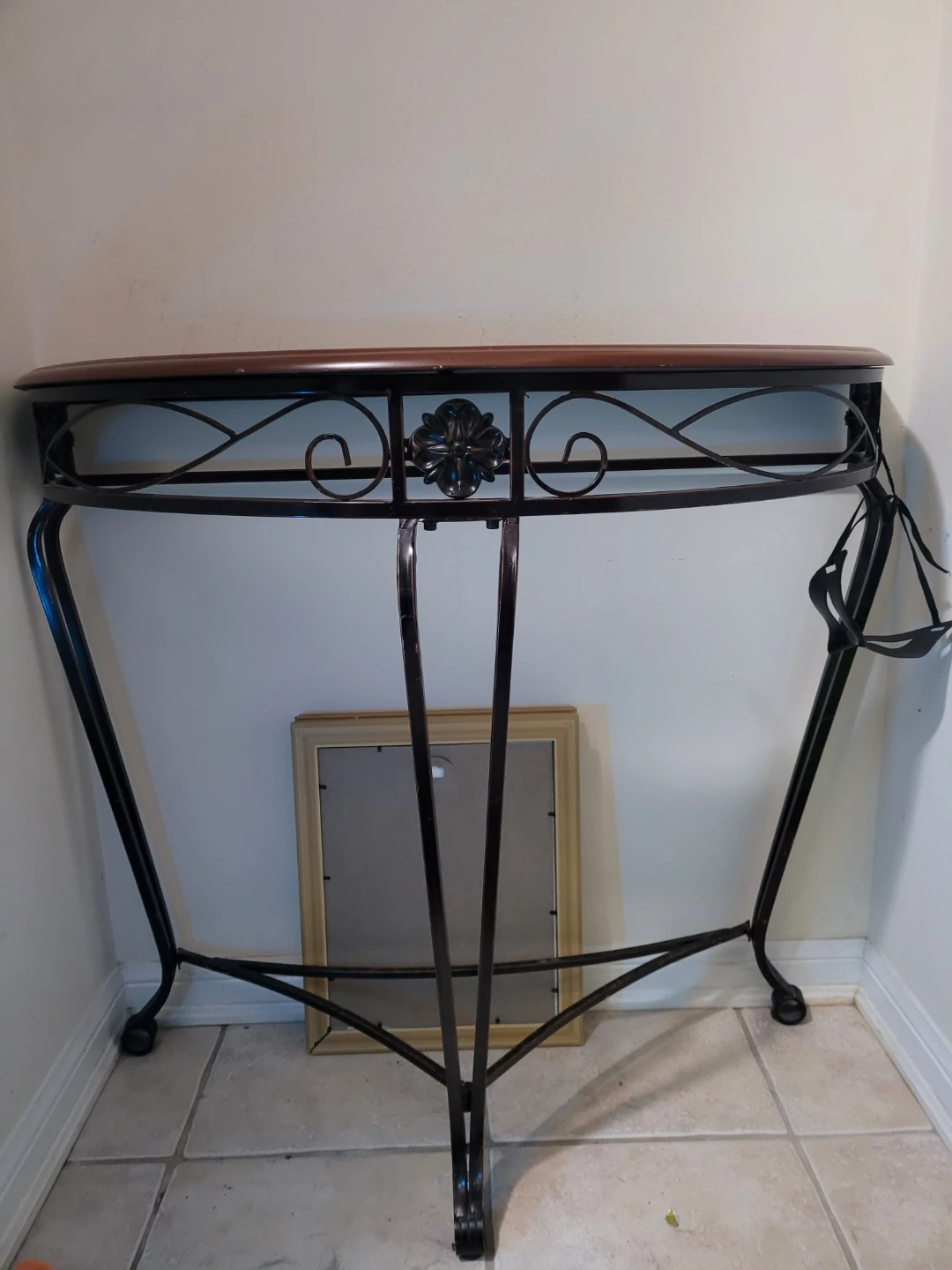 Console Table with Wood Top and Metal Base