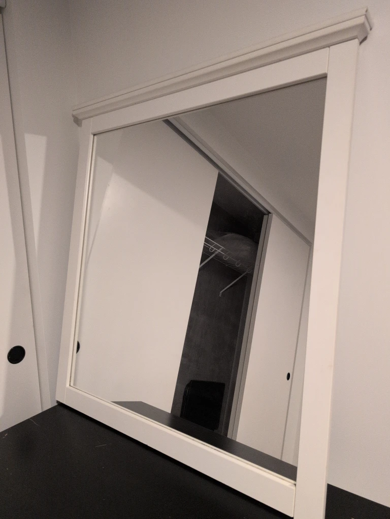 White Framed vanity Mirror