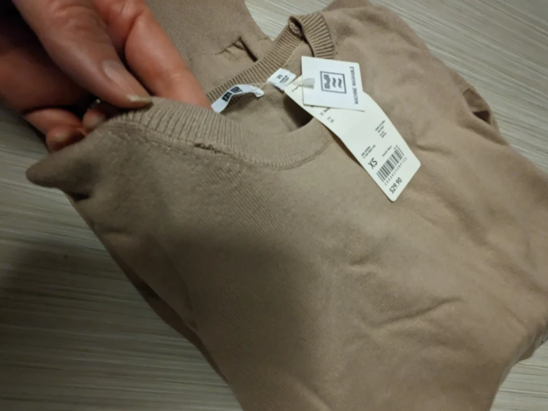 🥕Uniqlo Women's Cotton Blend Crewneck Sweater - Beige, XS