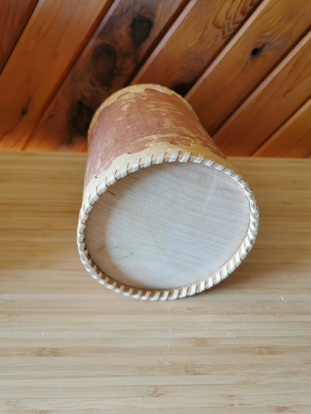 Vintage Handcrafted Birch Bark Canister with Lid - photo 4