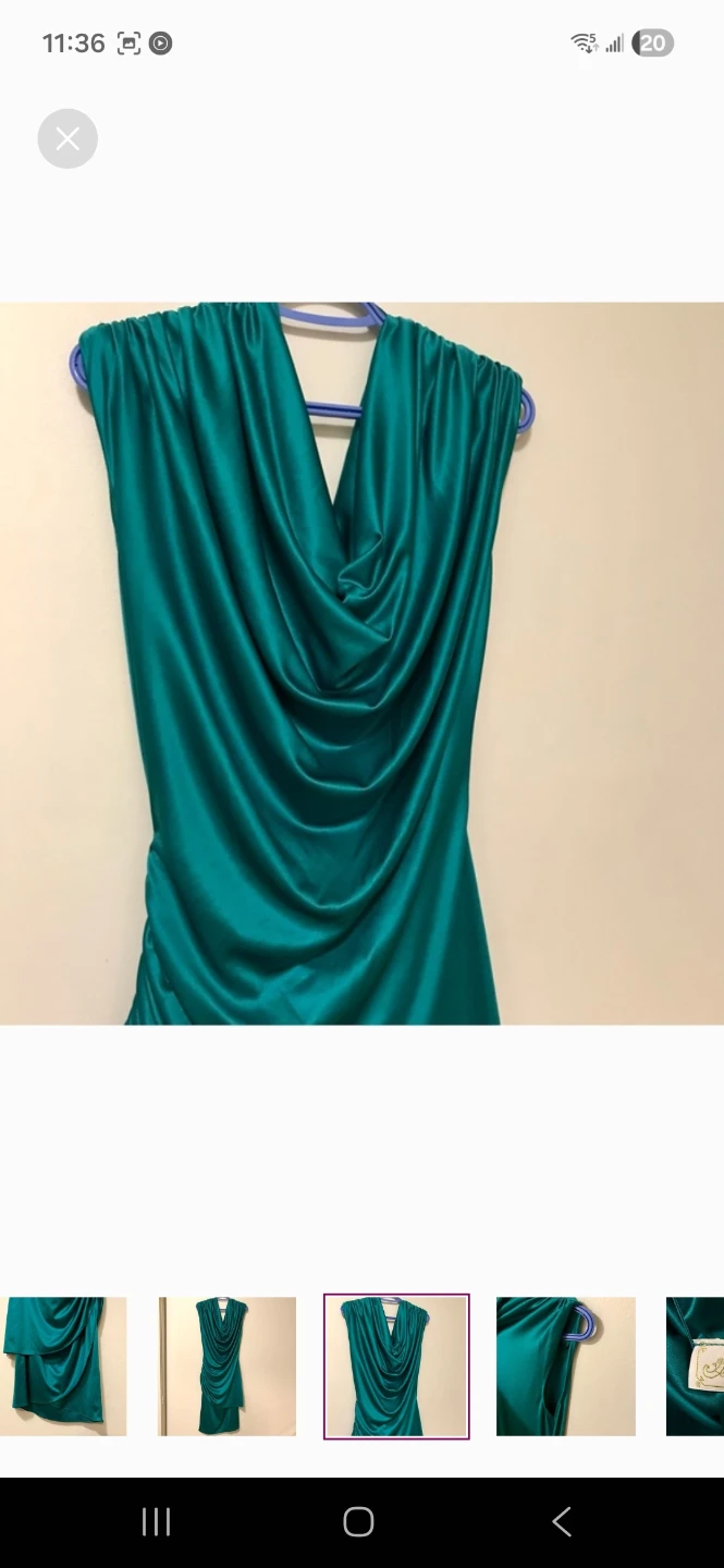 Algo Teal Ruched Detail Dress with Rhinestones - photo 3