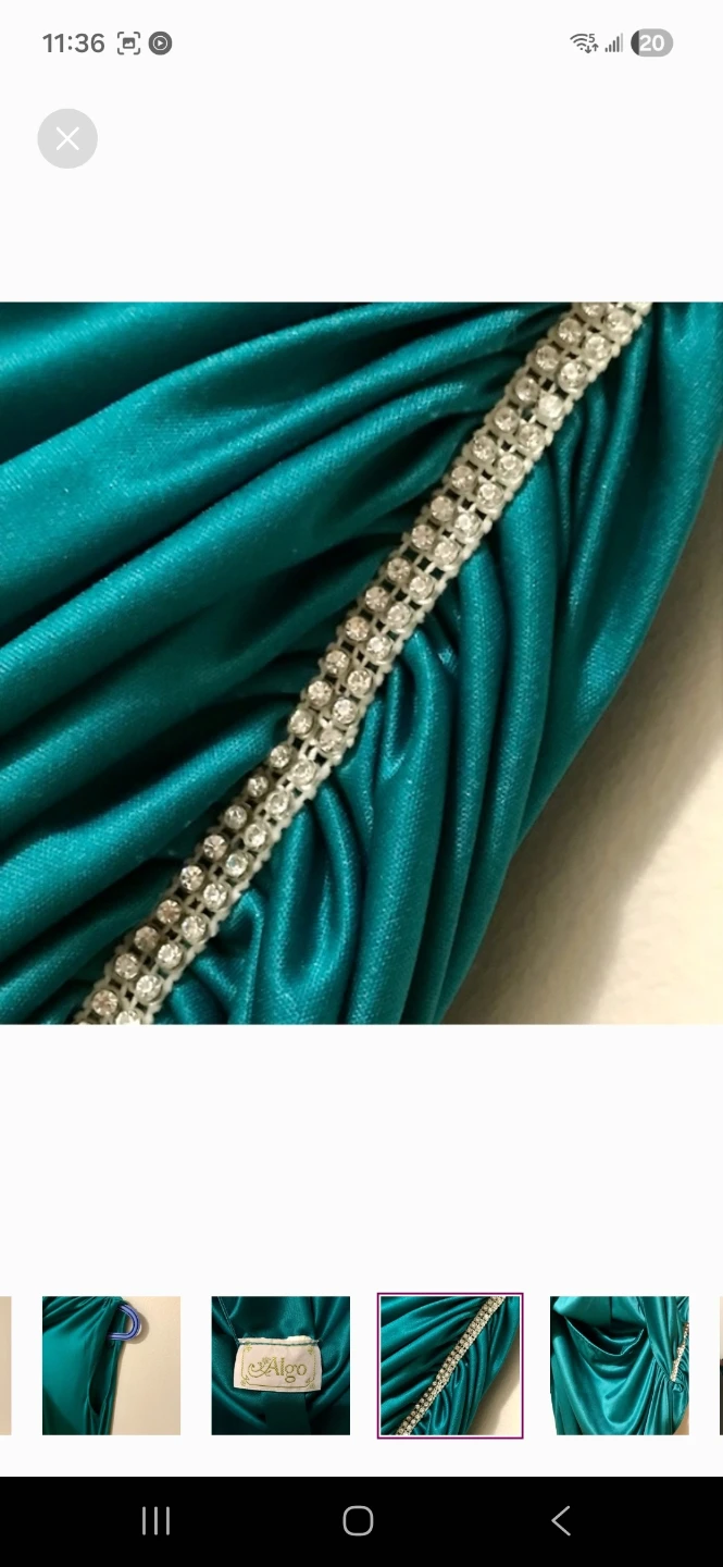 Algo Teal Ruched Detail Dress with Rhinestones - photo 5