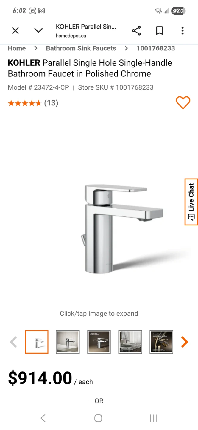 Kohler Parallel Single Hole Single-Handle Bathroom Faucet