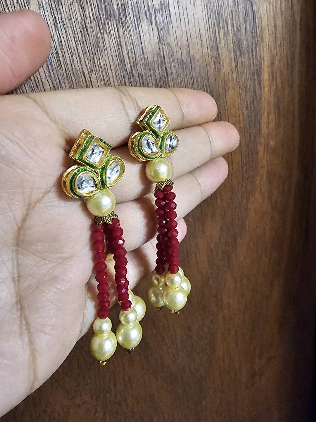 Beaded Earrings with Pearl Drops