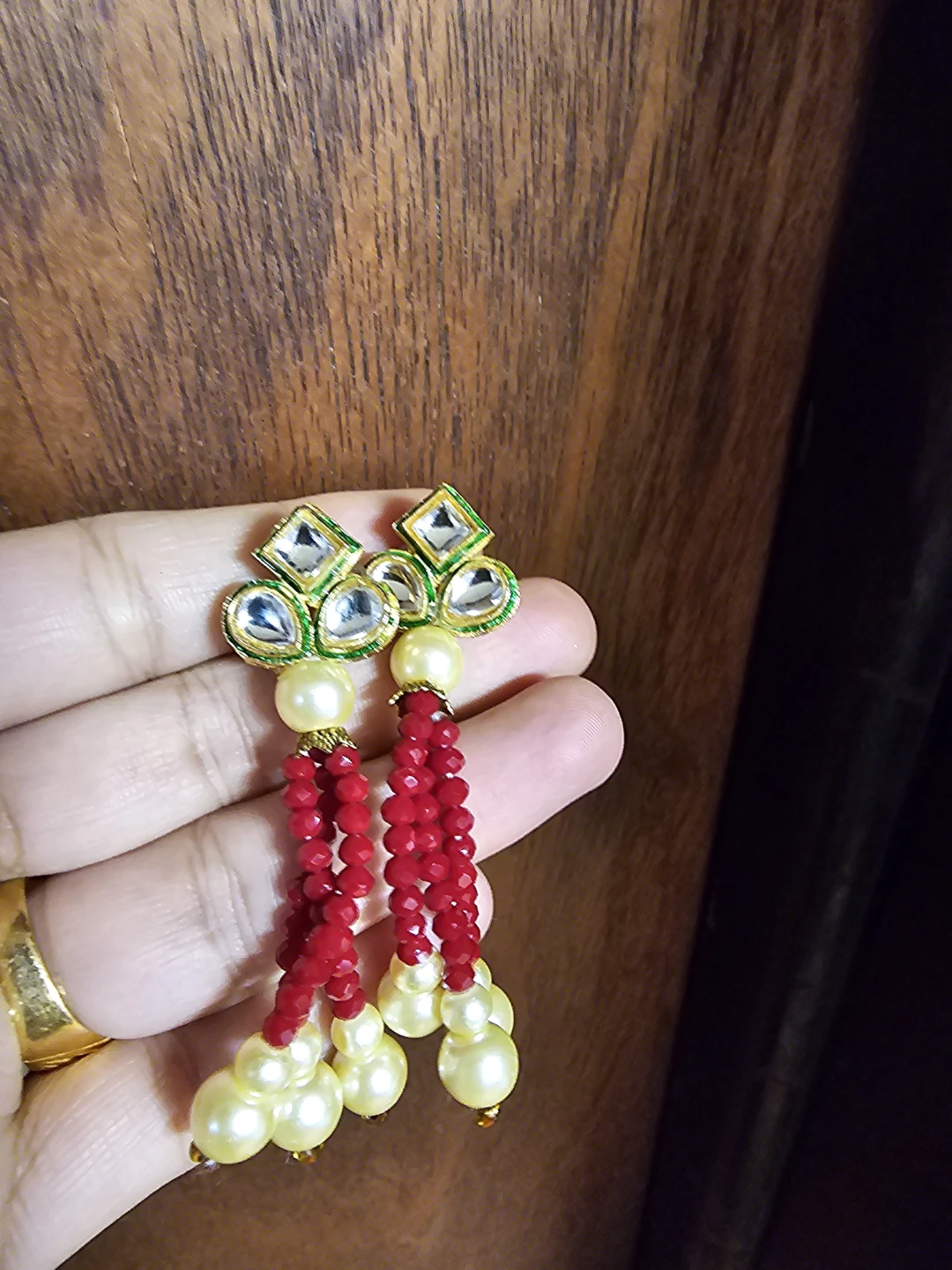 Beaded Earrings with Pearl Drops - photo 2