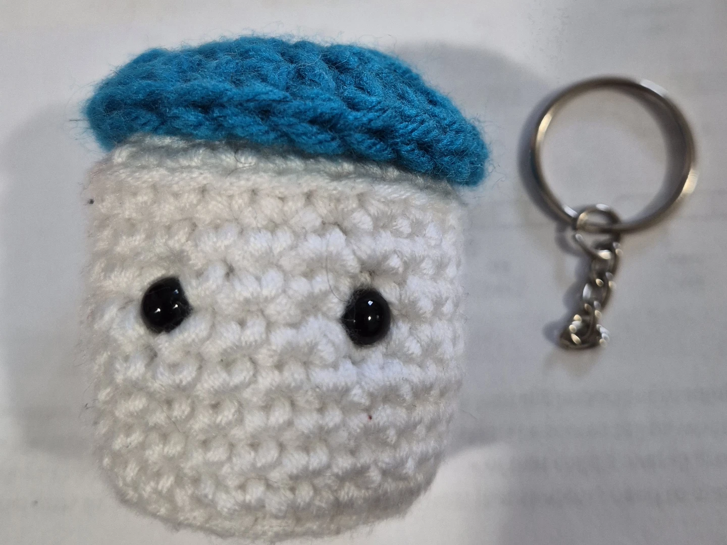 Handmade Crocheted  Marshmellow Keychain - photo 2