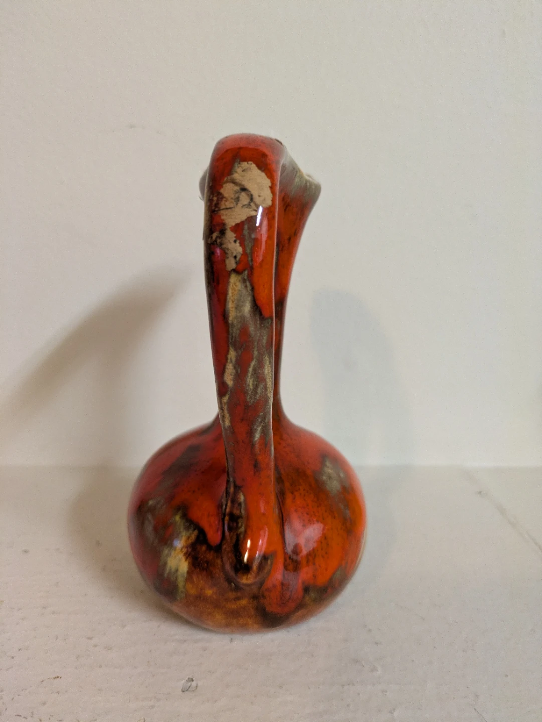 1950's Orange Drip Ceramic Pitcher Vase - photo 2