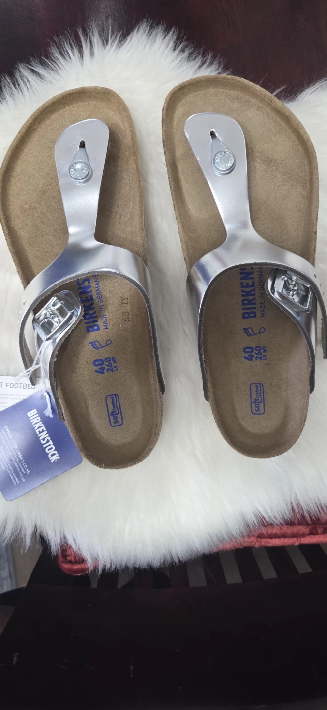 New Birkenstock Gizeh BS Sandals Size 40 Silver