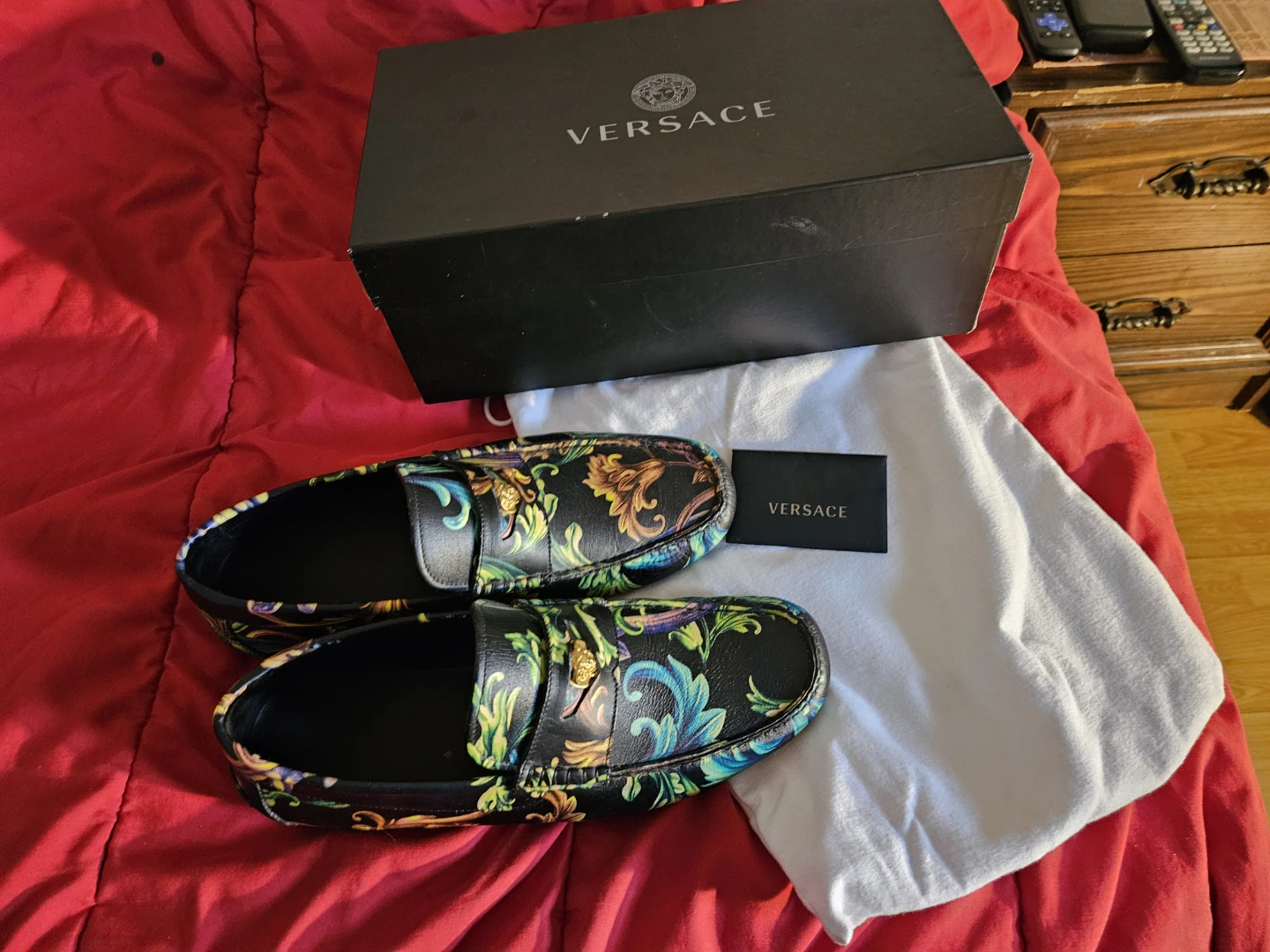 Versace Black Floral Loafers