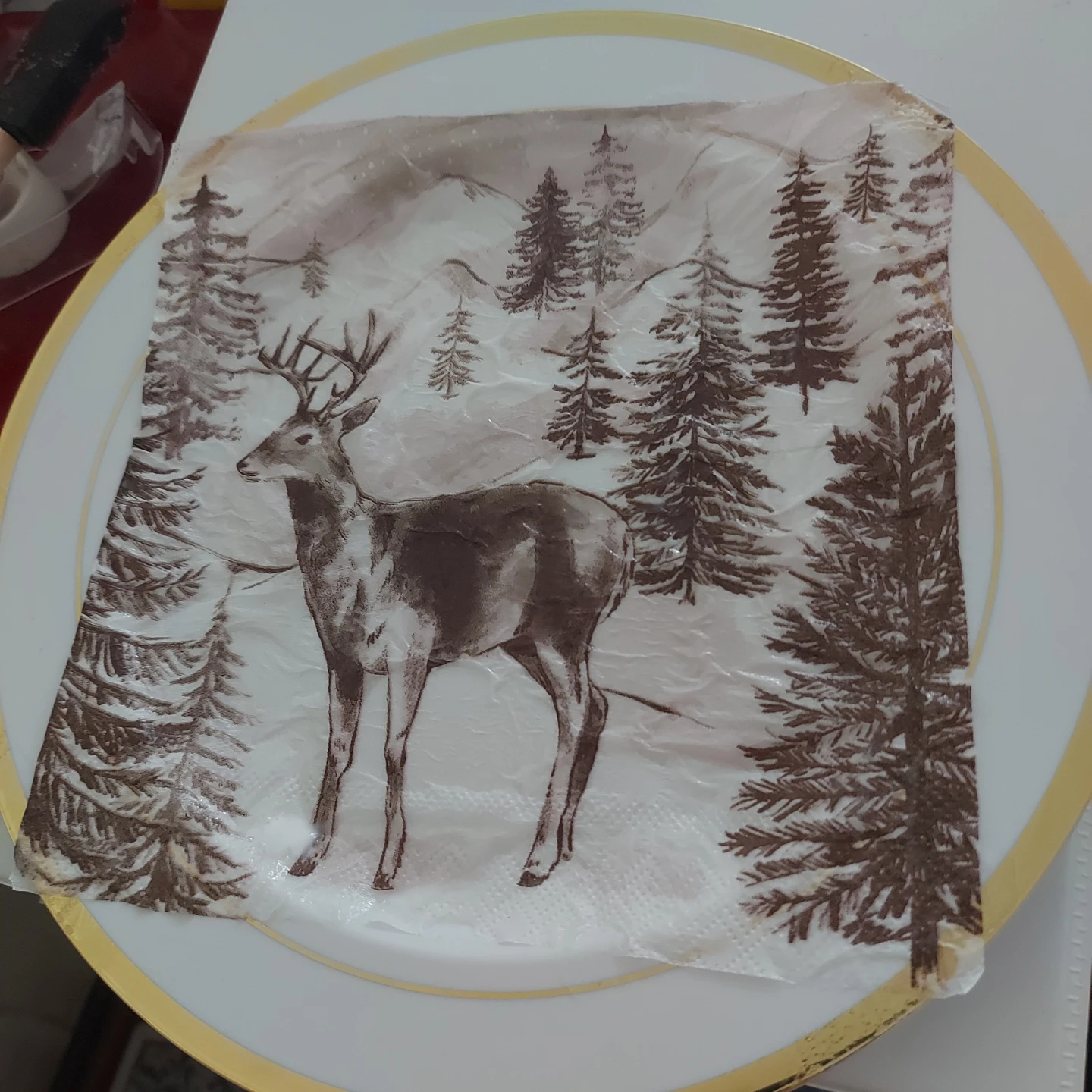 Decorative Paper Napkin with Deer Scene