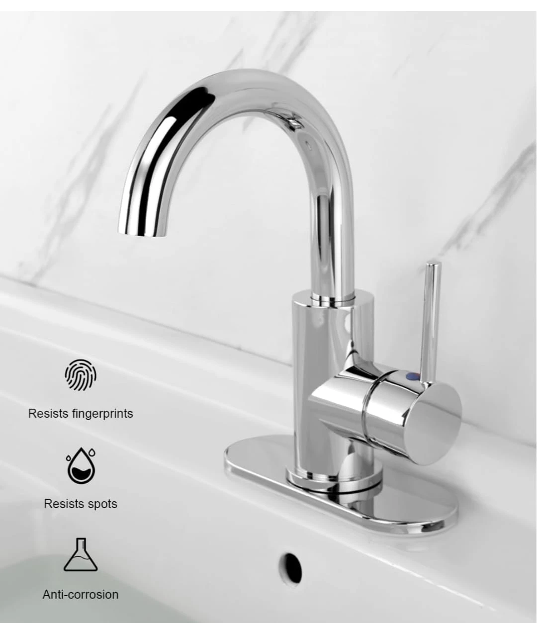 Chrome Bathroom Faucet with 360° Rotation
