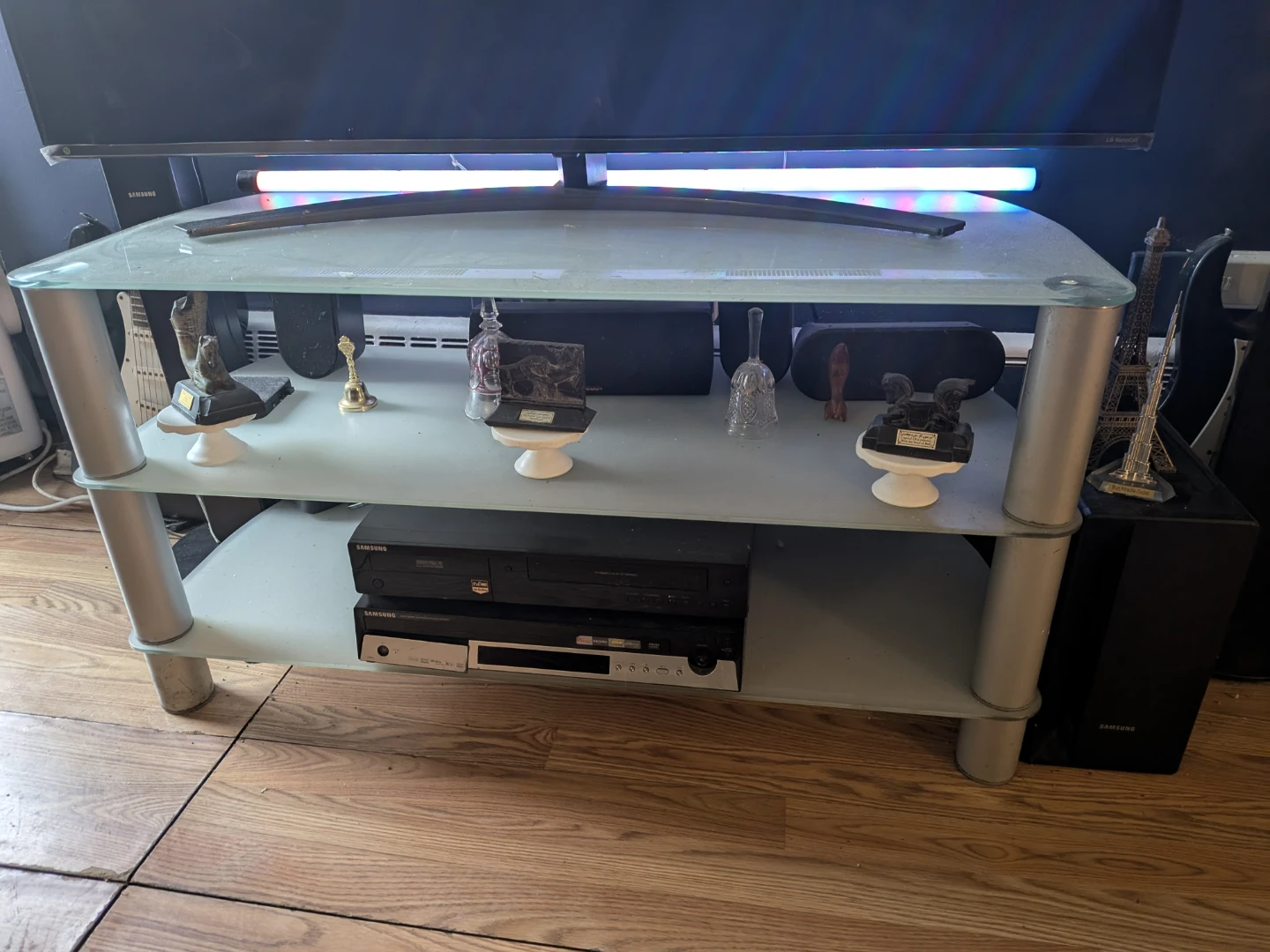 Glass and Metal Media Stand