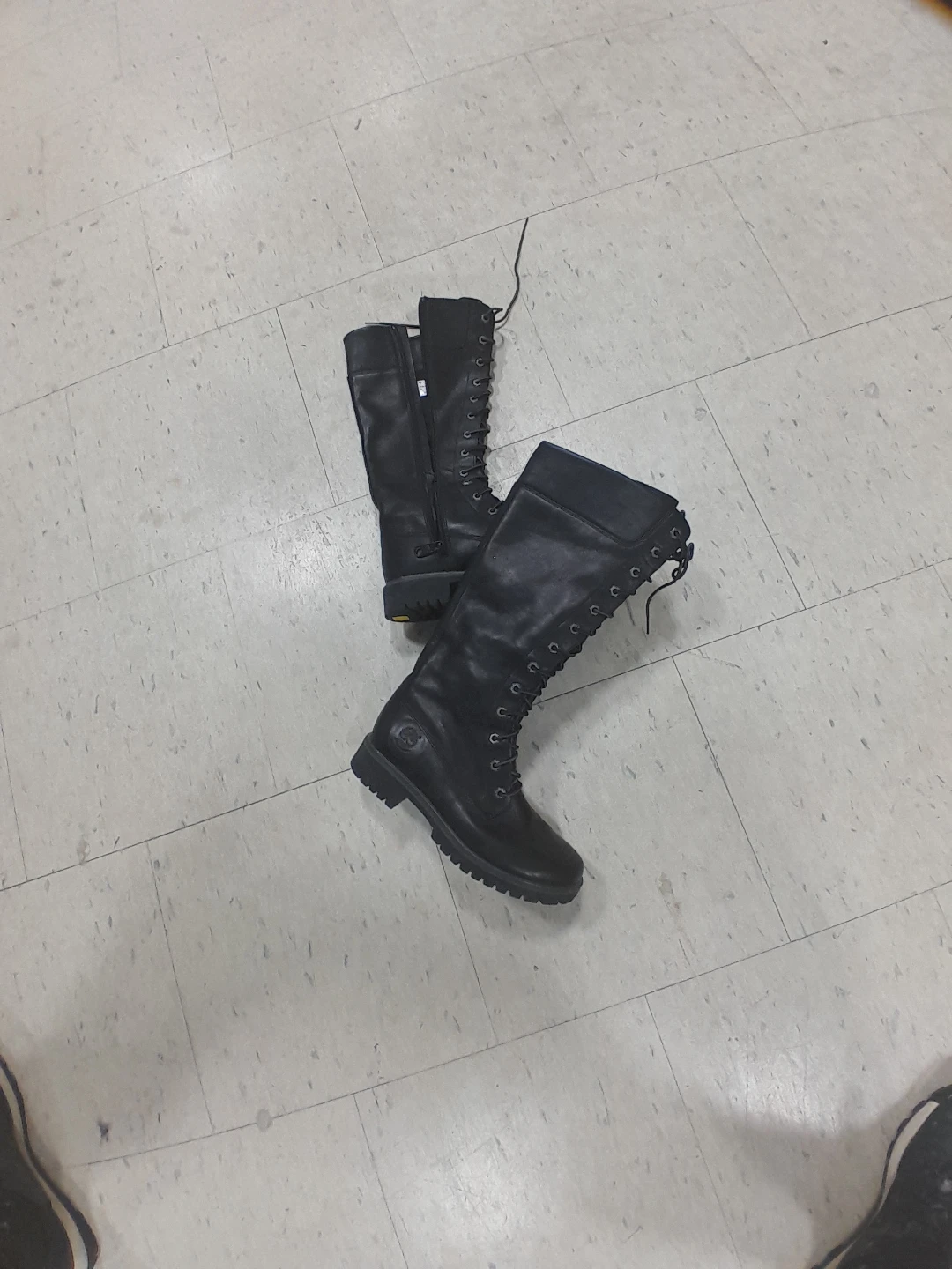 Timberland Black Leather Tall Lace-Up Boots Women's 7 - photo 2