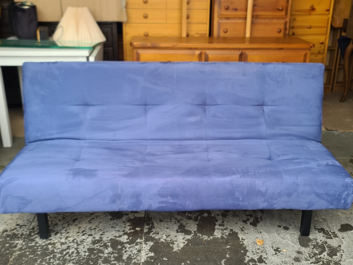 Blue Tufted Futon Sofa