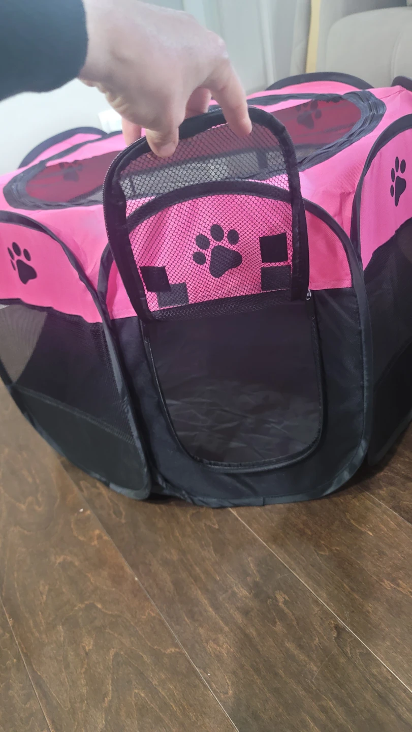 Foldable Pink Pet Playpen with Paw Prints (new never used) - photo 5