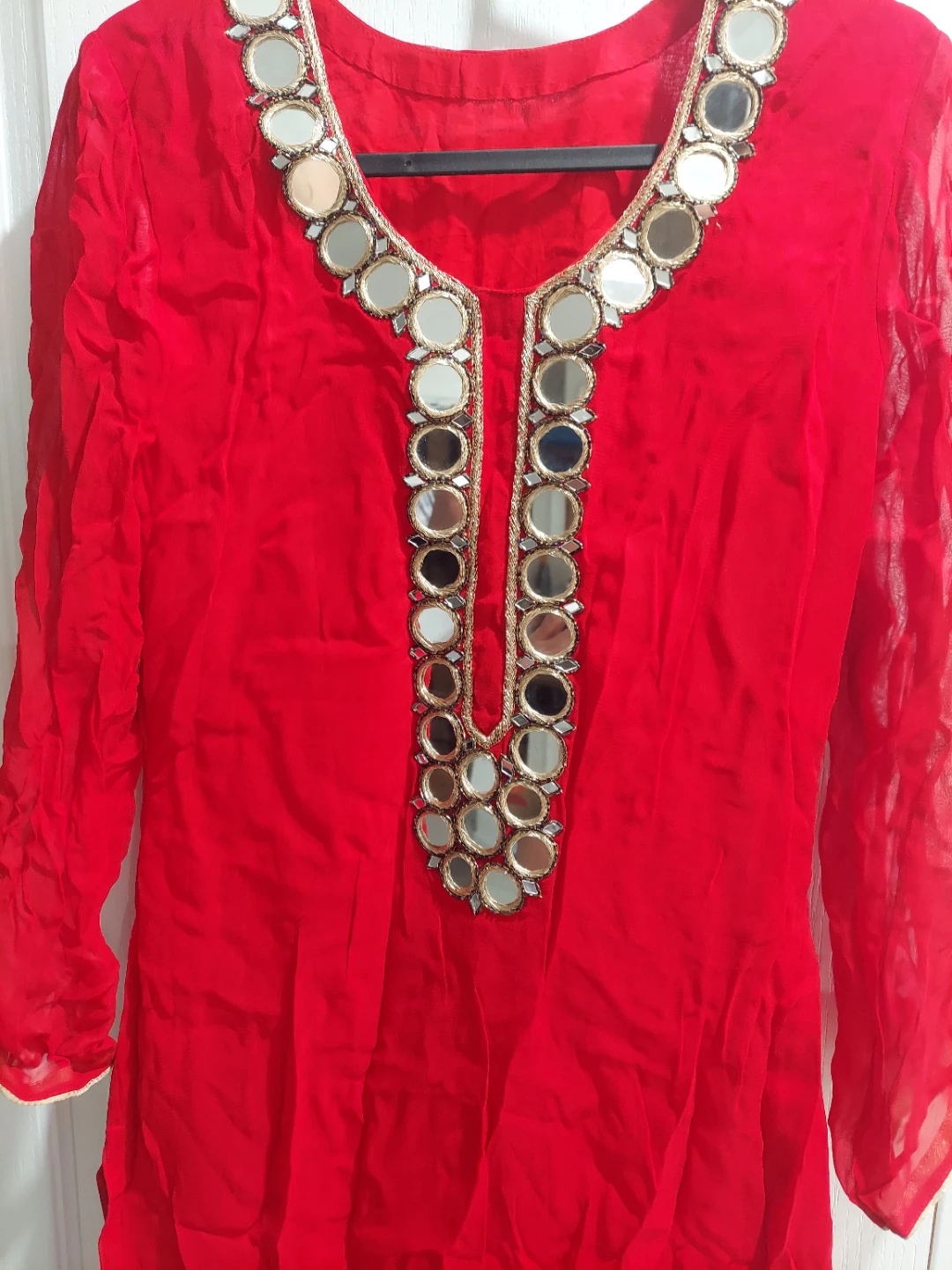 Red Embellished Kurti