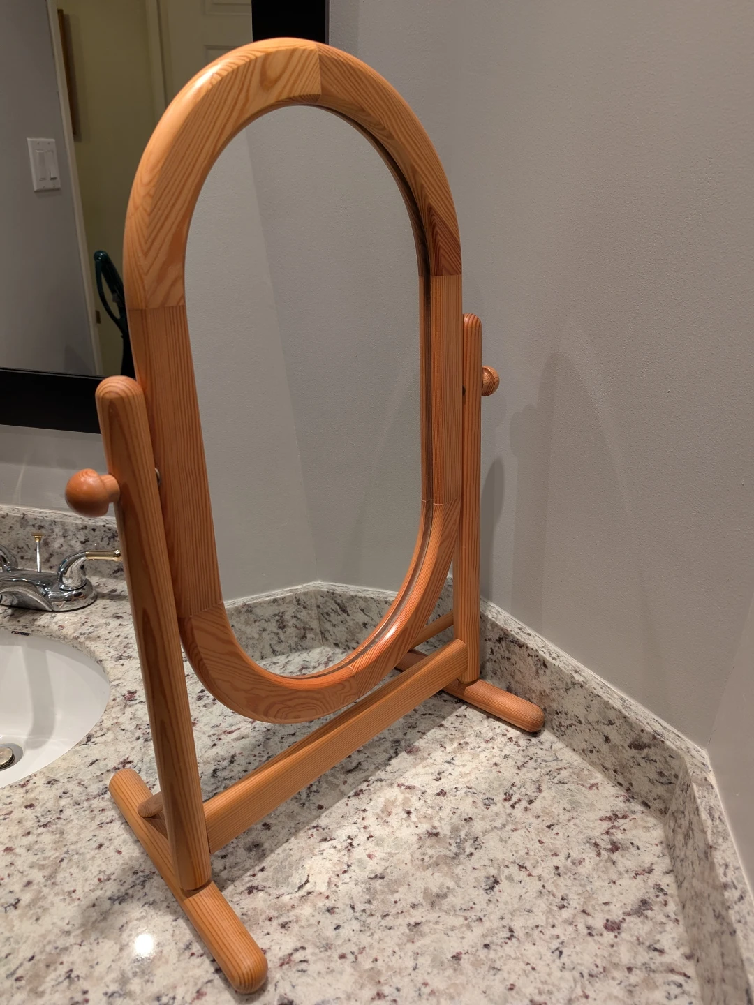 Wooden Oval Vanity Mirror