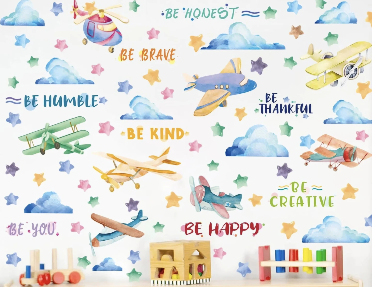 Airplane, Cloud Peel & Stick Wall Window Decal