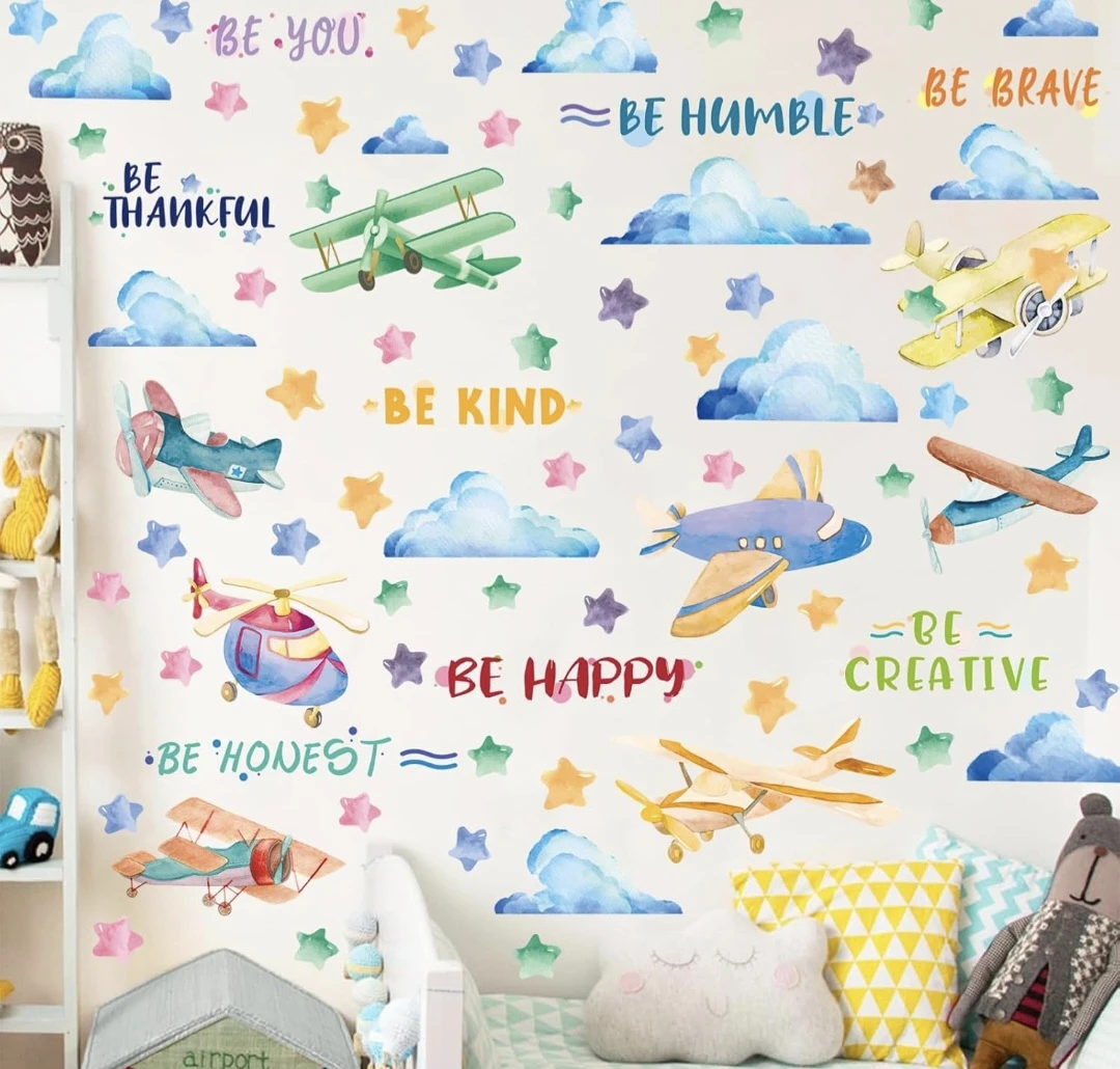 Airplane, Cloud Peel & Stick Wall Window Decal - photo 4