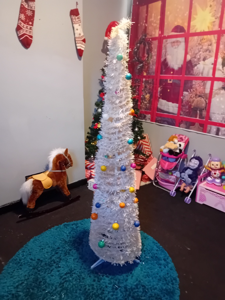 White Pop-Up Christmas Tree with Ornaments